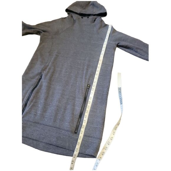 Athleta Victory Hooded Sweatshirt Dress Dark Grey Charcoal Black Medium Tall MT - Picture 11 of 12